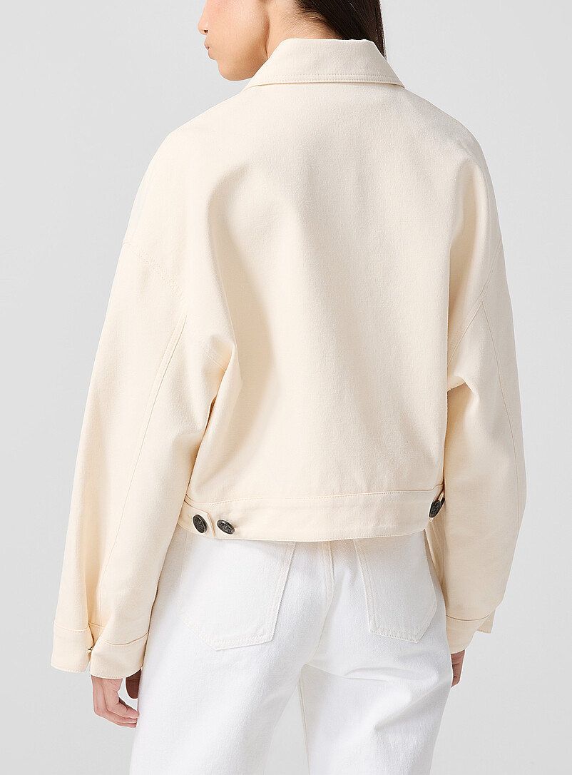Ivory zippered cropped jacket product image 3