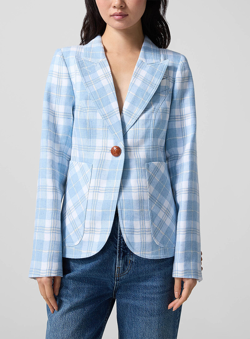 Sky Plaid Duchess Blazer