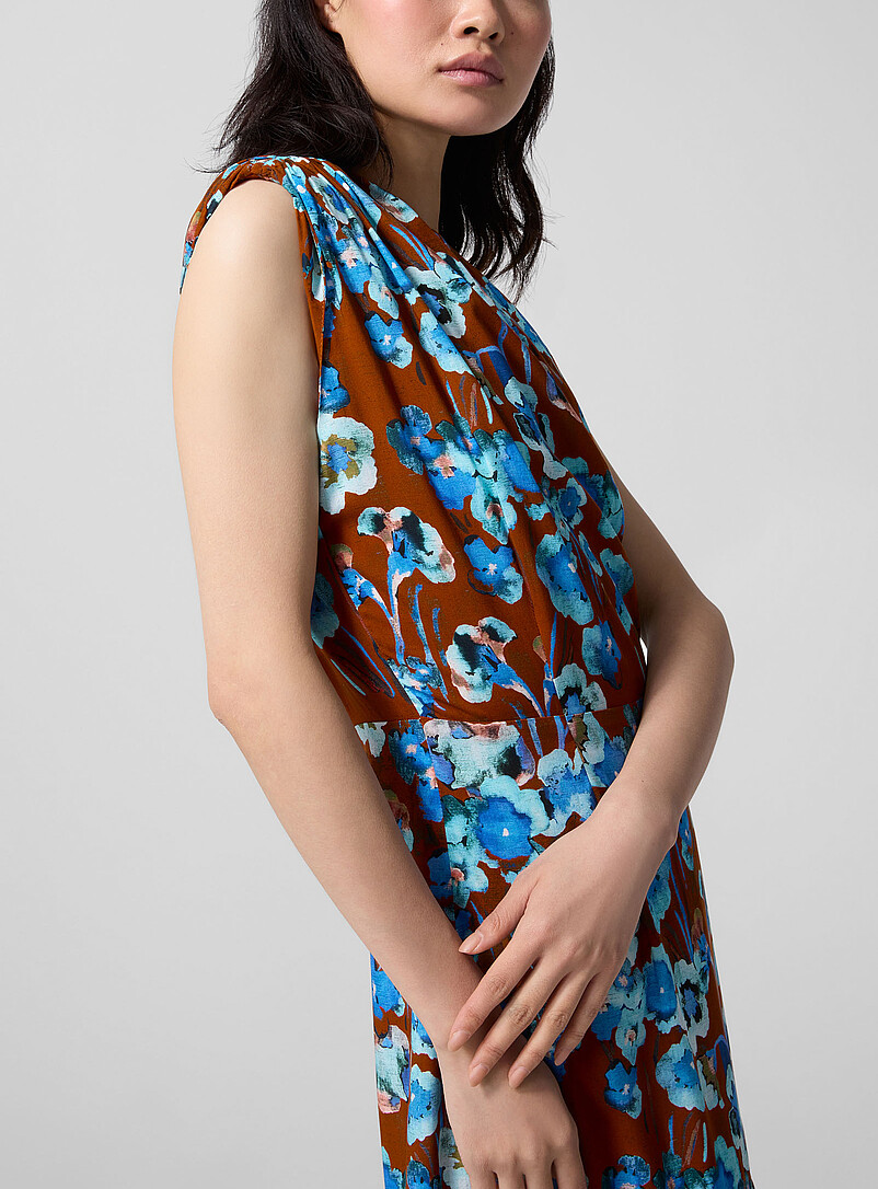 Asymmetrical pictorial floral maxi dress product image 2