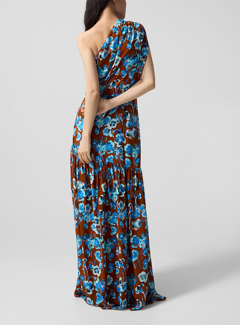 Asymmetrical pictorial floral maxi dress product image 3