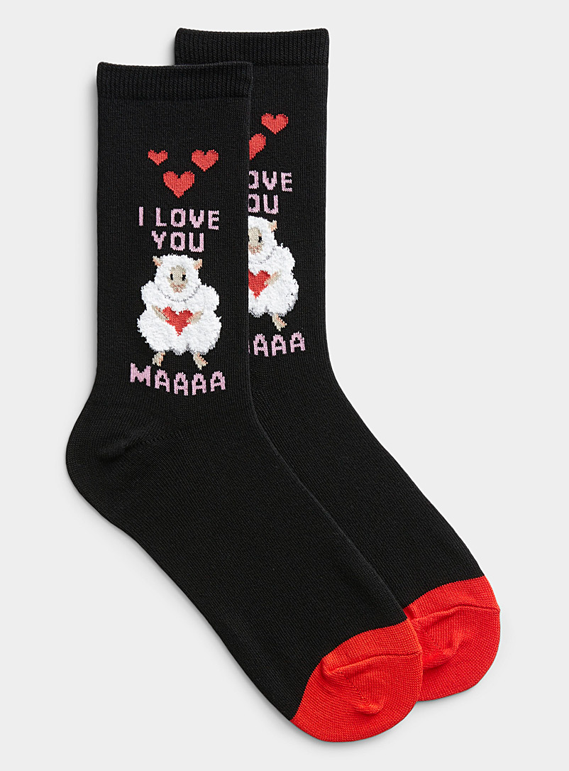 Hot Sox Black I Love You Maaaa socks for women