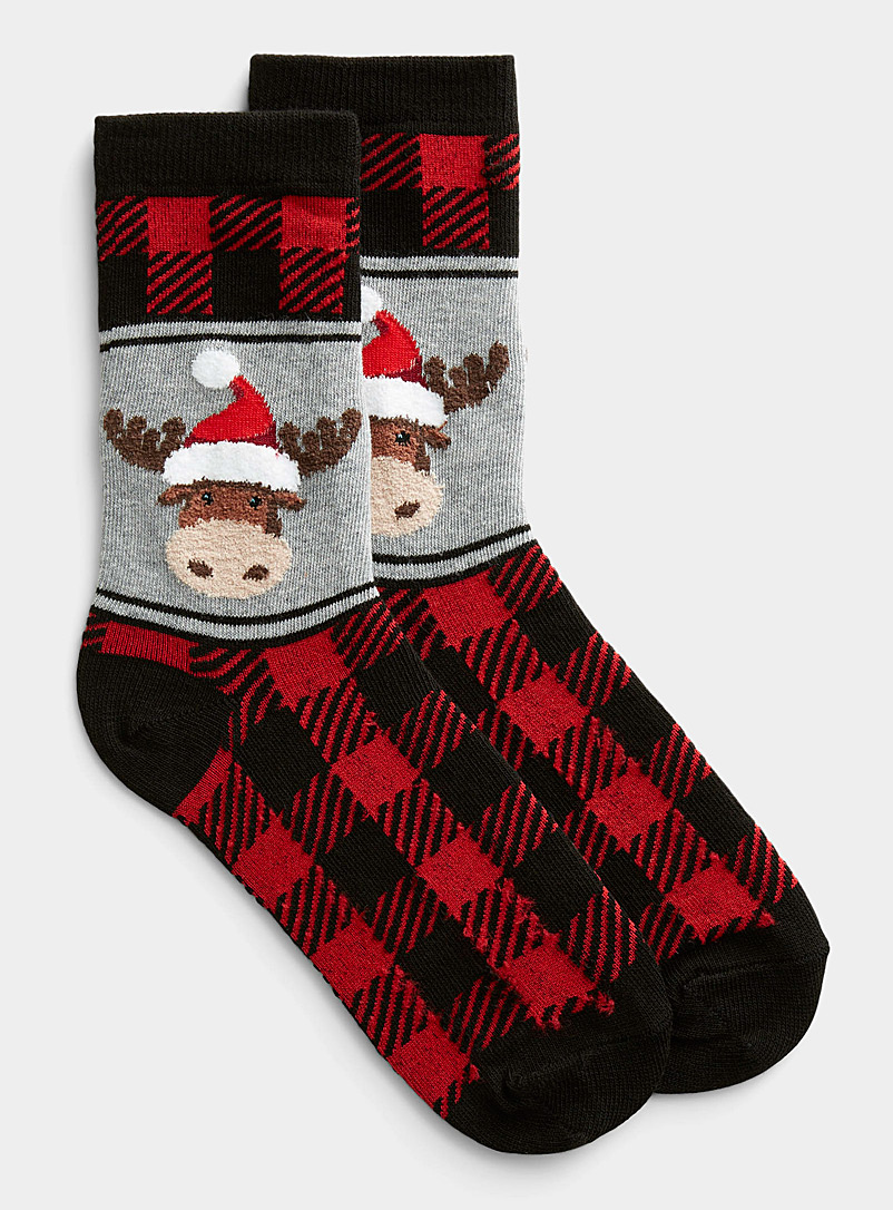 Hot Sox Black Festive reindeer sock for women