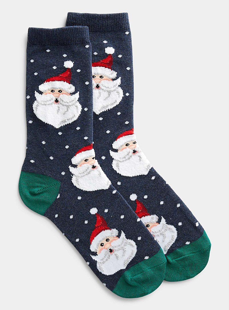 Hot Sox Patterned Blue Santa Claus sock for women