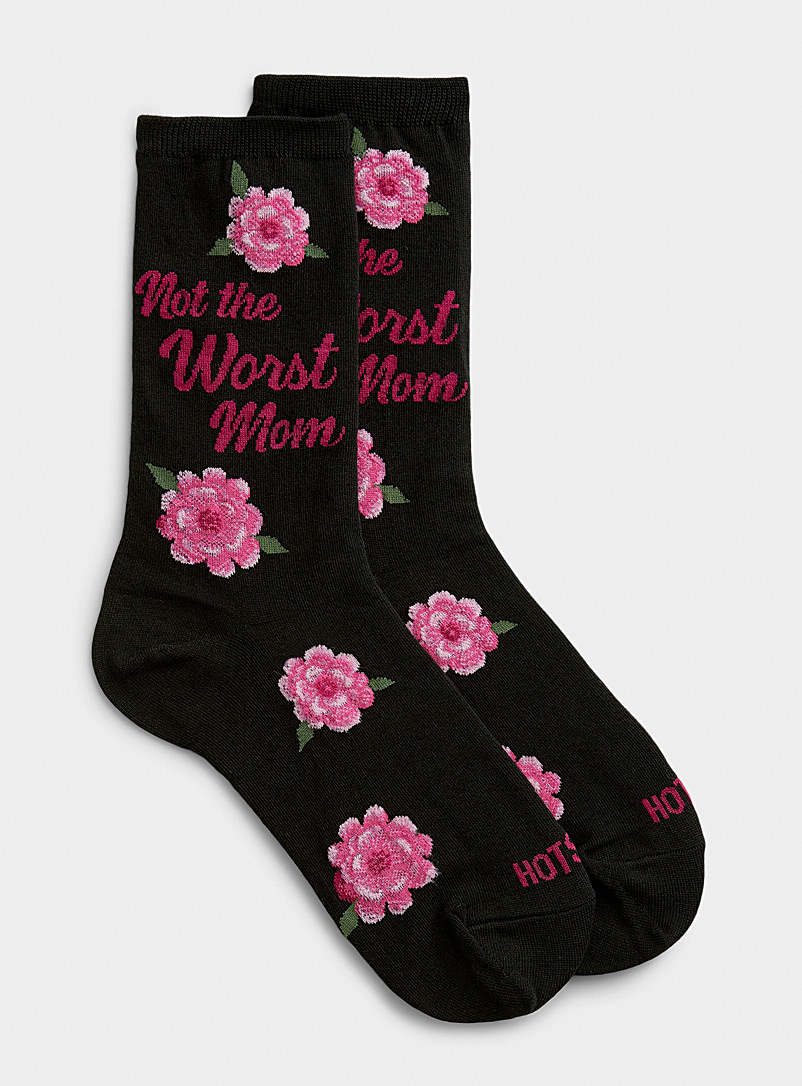 Hot Sox Black Not The Worst Mom sock for women