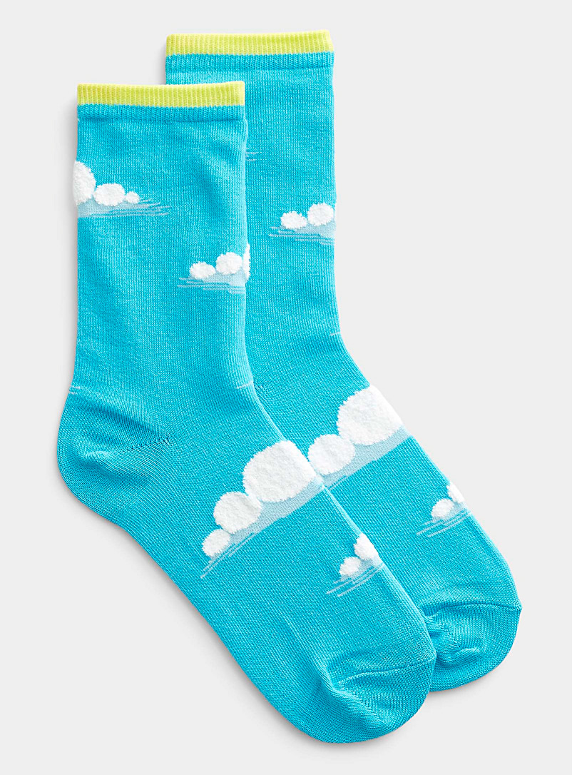 Hot Sox Teal Fuzzy cloud sock for women