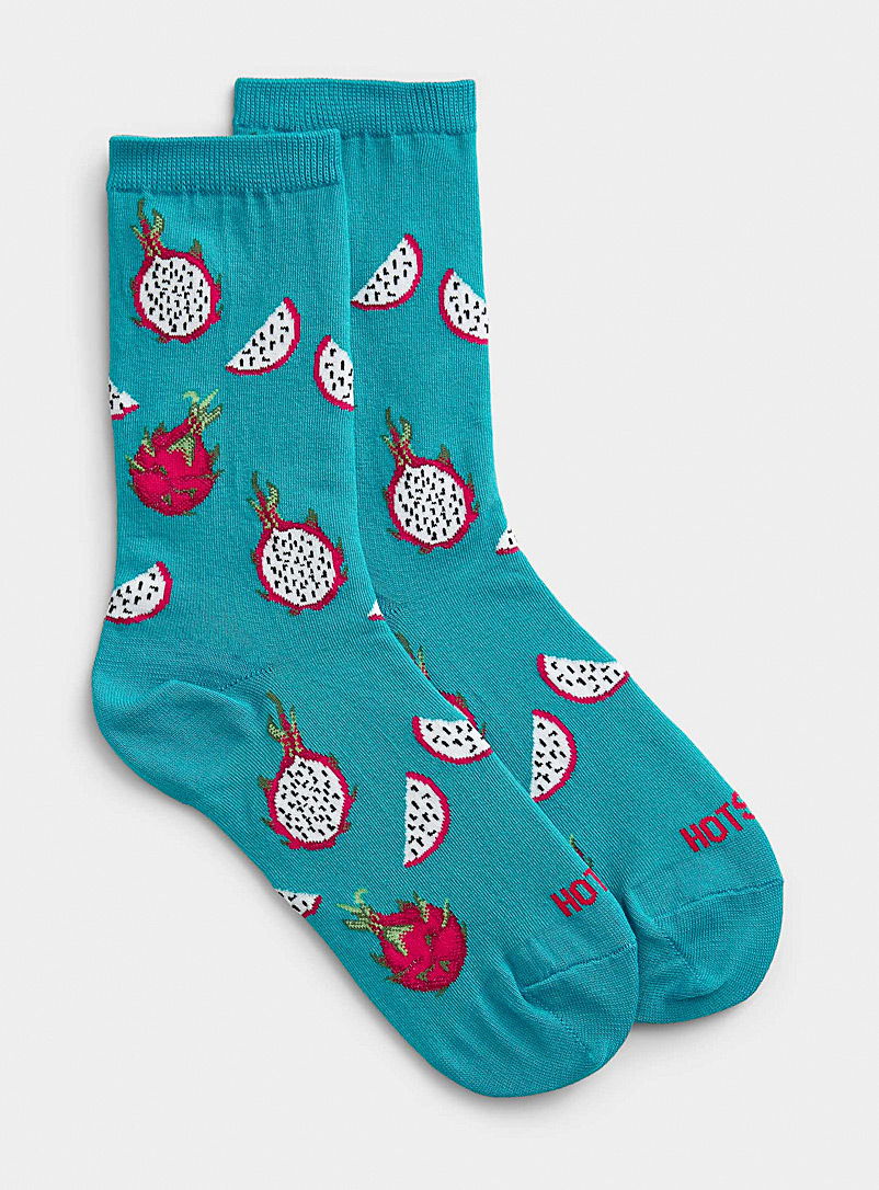 Hot Sox Teal Dragon fruit sock for women
