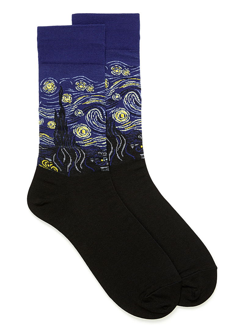 Hot Sox Navy/Midnight Blue Starry night socks for men