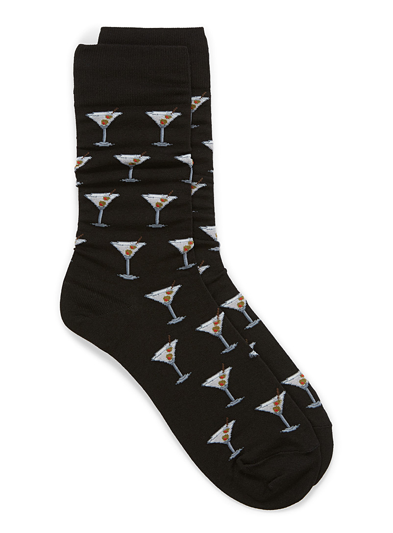 Hot Sox Patterned Black Martini socks for men