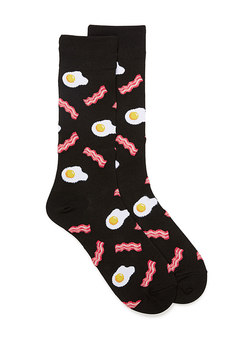 Hot Sox Black Fried eggs and bacon socks for men