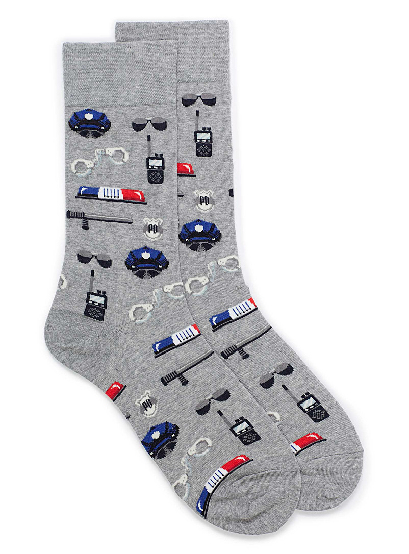 Hot Sox Patterned Grey Police accessories socks for men