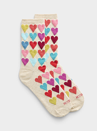 La chaussette c&oelig;urs textur&eacute;s