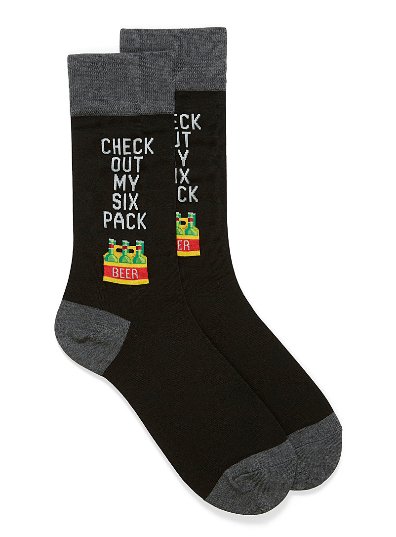Hot Sox Patterned Black Check Out My Six-Pack socks for men