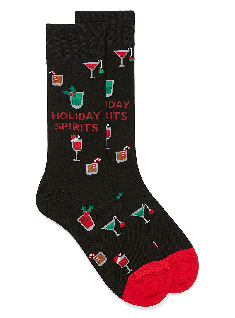 Hot Sox Patterned Black Festive drink socks for men