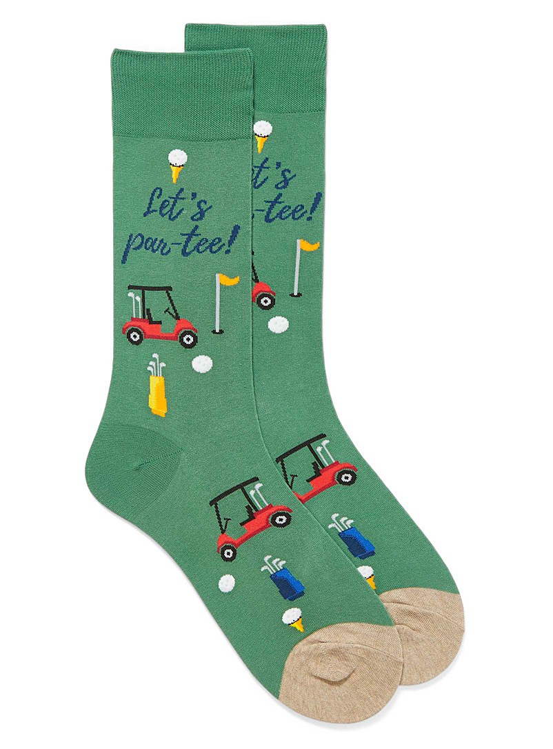 Hot Sox Patterned Green Golf green socks for men