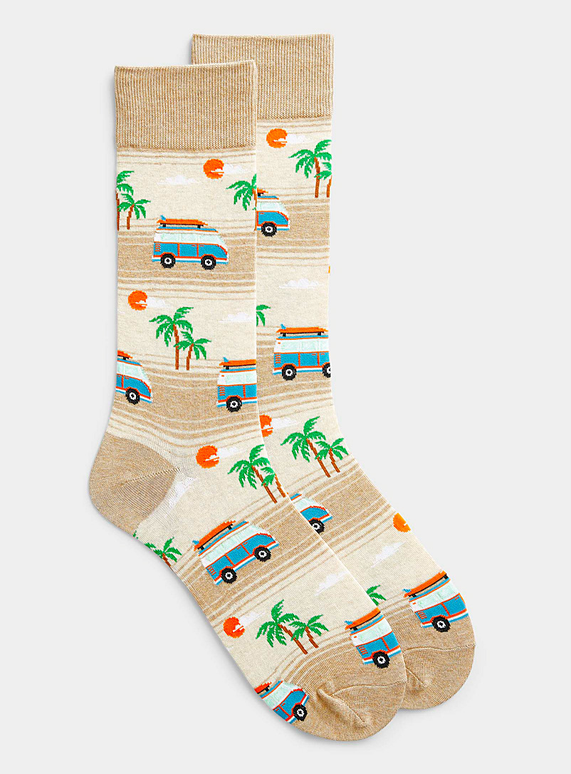 Hot Sox Patterned Brown Beach vacation socks for men