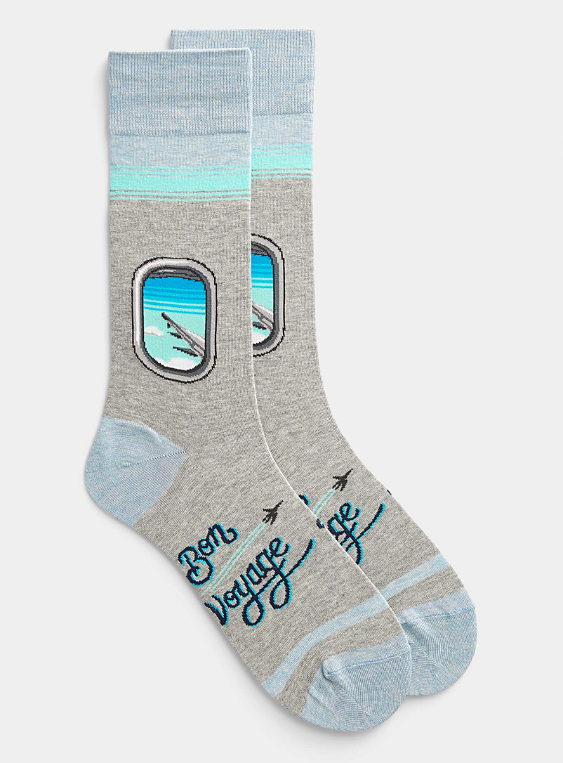 Hot Sox Patterned Grey Bon voyage socks for men