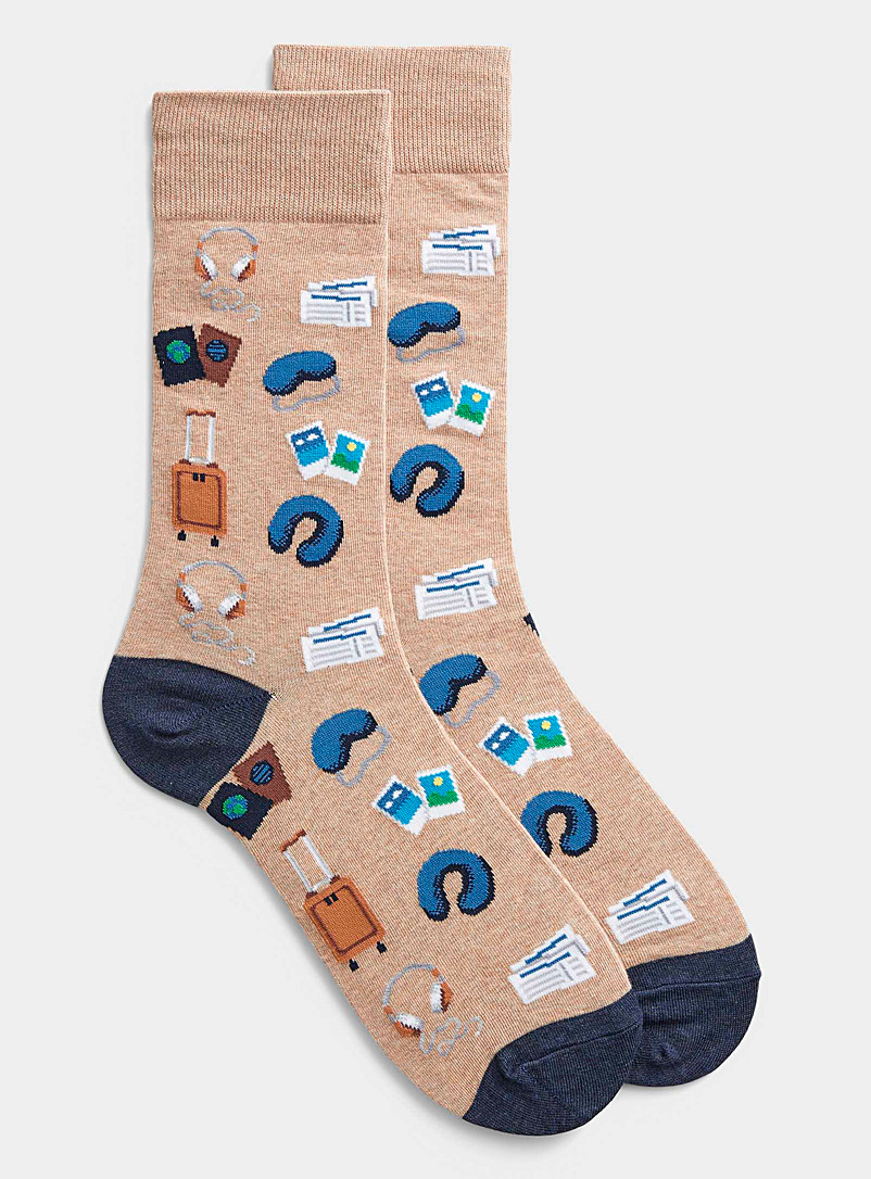 Hot Sox Patterned Brown Travel essentials socks for men