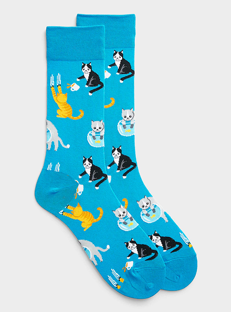 Hot Sox: La chaussette mauvais chatons Sarcelle-turquoise-aqua pour homme