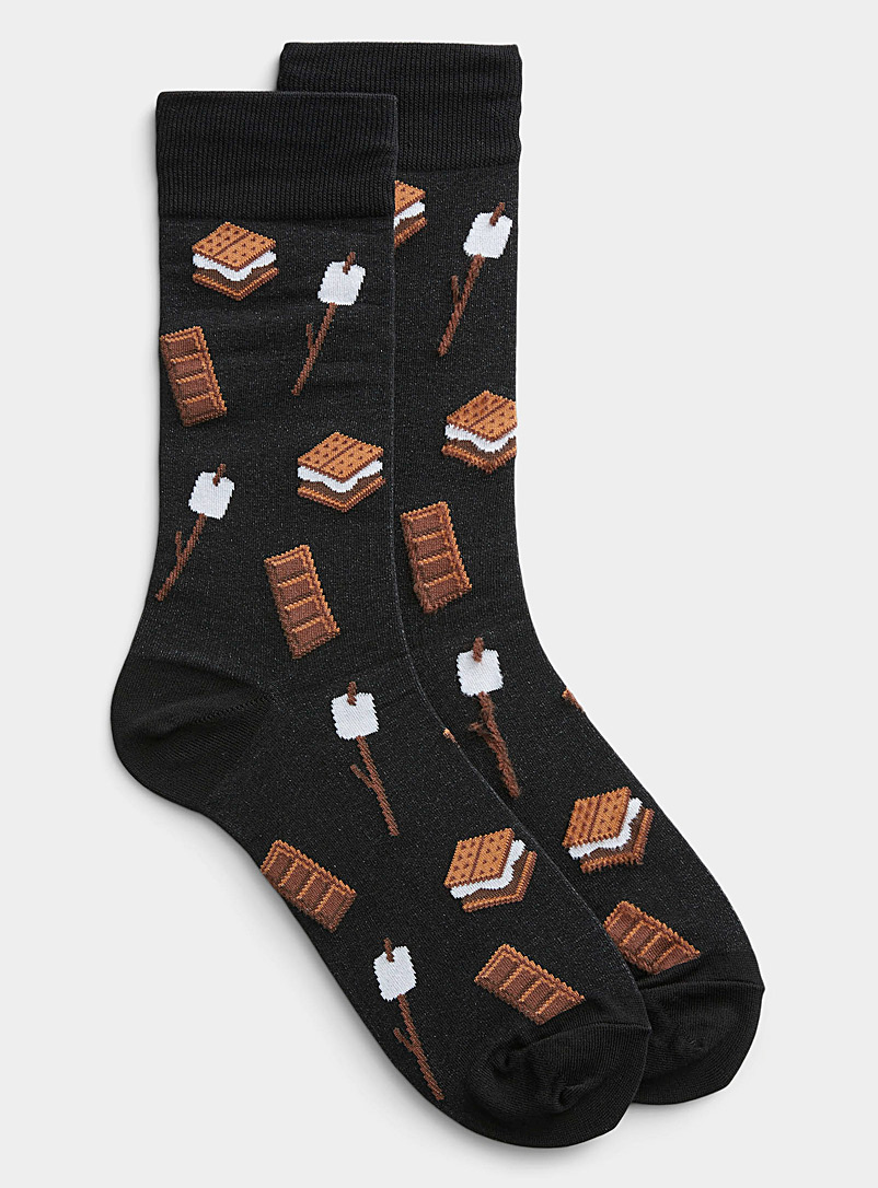 Hot Sox Patterned Black S'mores socks for men