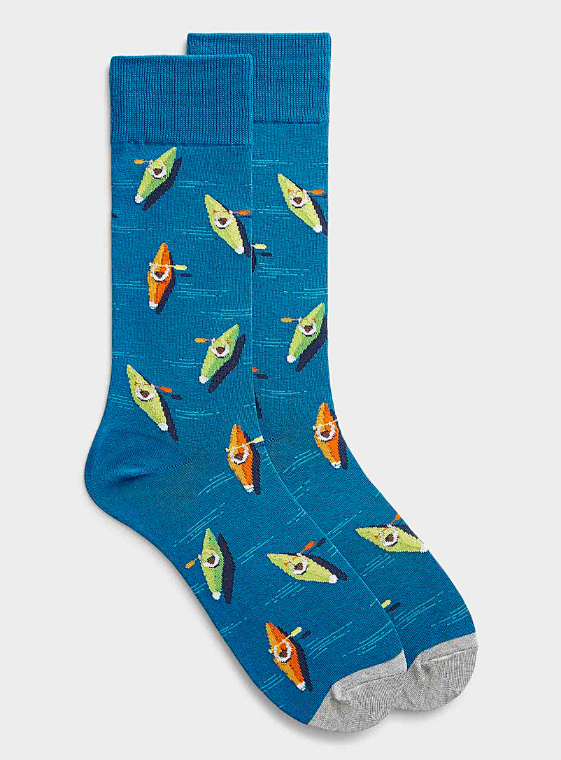 Hot Sox Patterned Blue Kayak socks for men