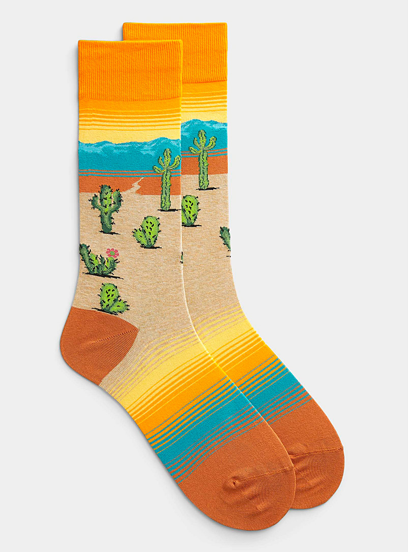 Hot Sox Patterned Orange Desert sock for men