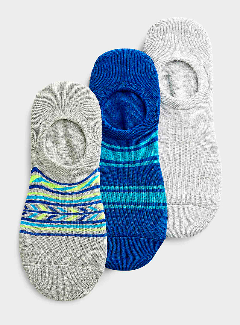 Hot Sox Patterned Grey Neon-patterned ped socks 3-pack for men