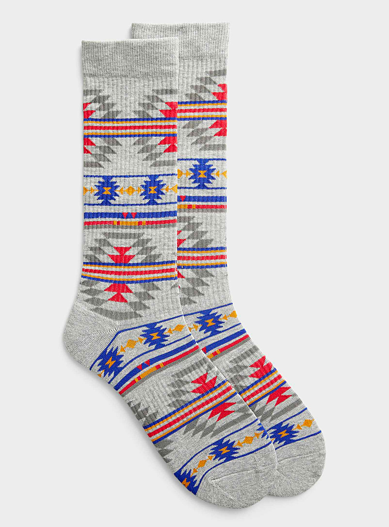 Hot Sox Patterned Grey Geo pattern compression socks for men