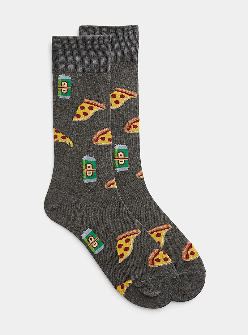 Hot Sox Charcoal Beer and pizza sock for men