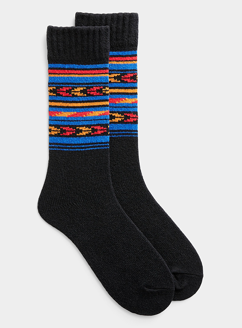 Hot Sox Black Vibrant stripe chenille knit sock for men