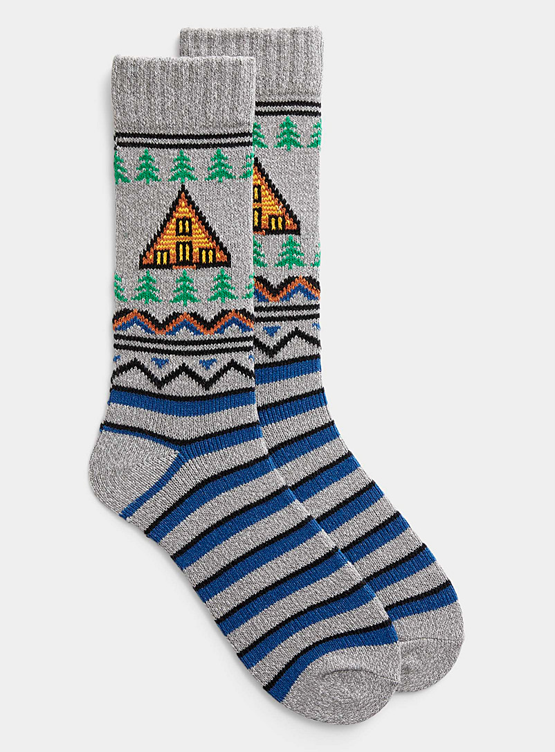 Hot Sox Grey Cabin chenille knit sock for men