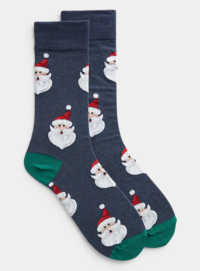 Hot Sox Patterned Blue Santa Claus sock for men