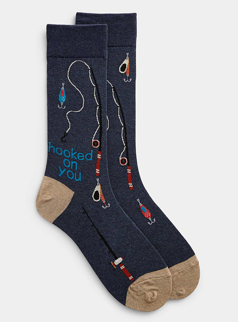 Hot Sox Patterned Blue Hook fishing sock for men
