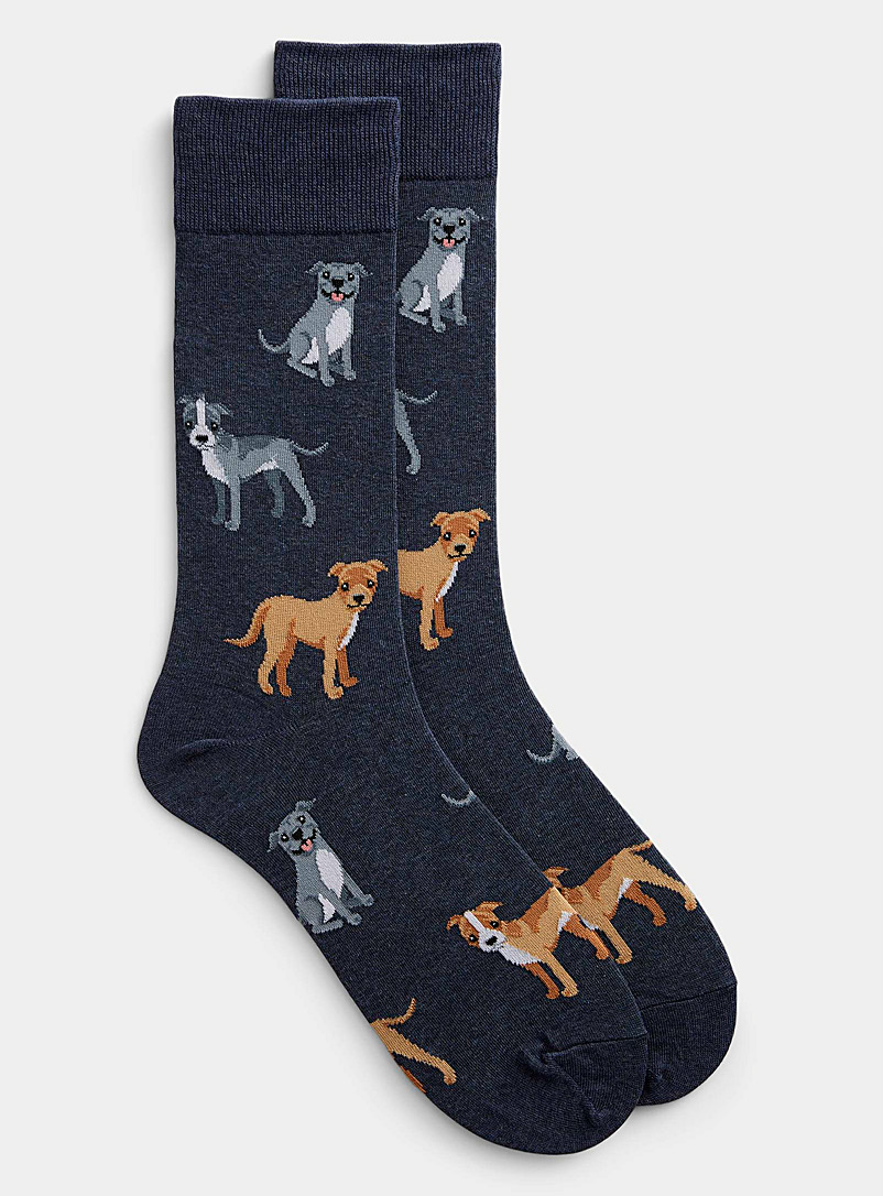 Hot Sox Slate Blue Friendly puppy sock for men