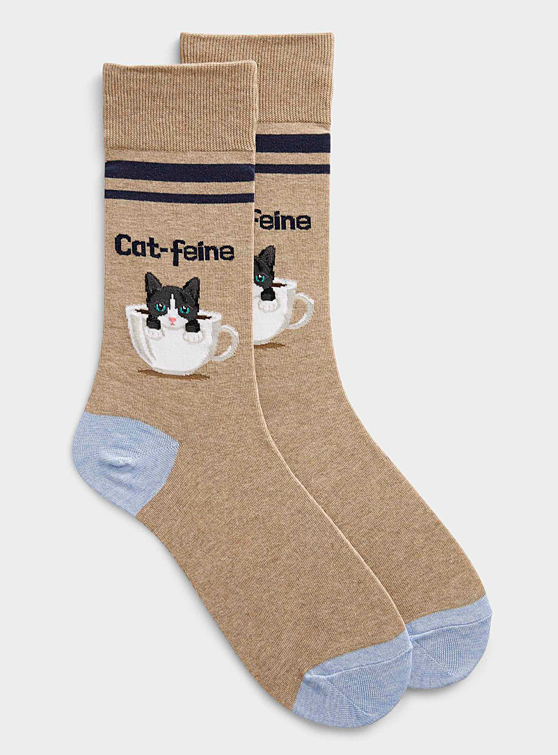 Hot Sox Patterned Brown Cat-feine sock for men