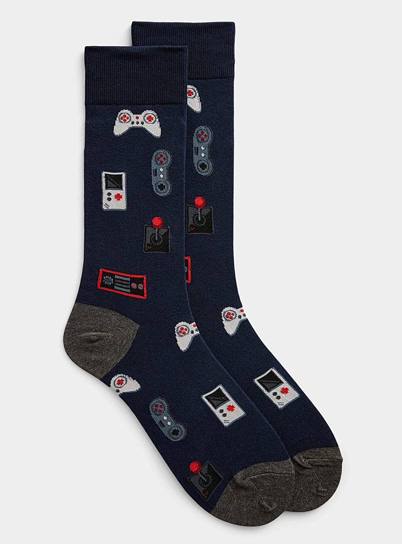 Hot Sox Patterned Blue Video game sock for men