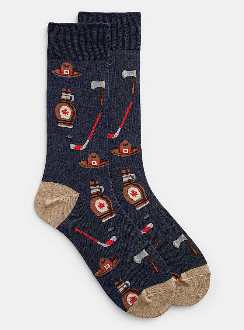 Hot Sox Slate Blue Canadian emblem sock for men
