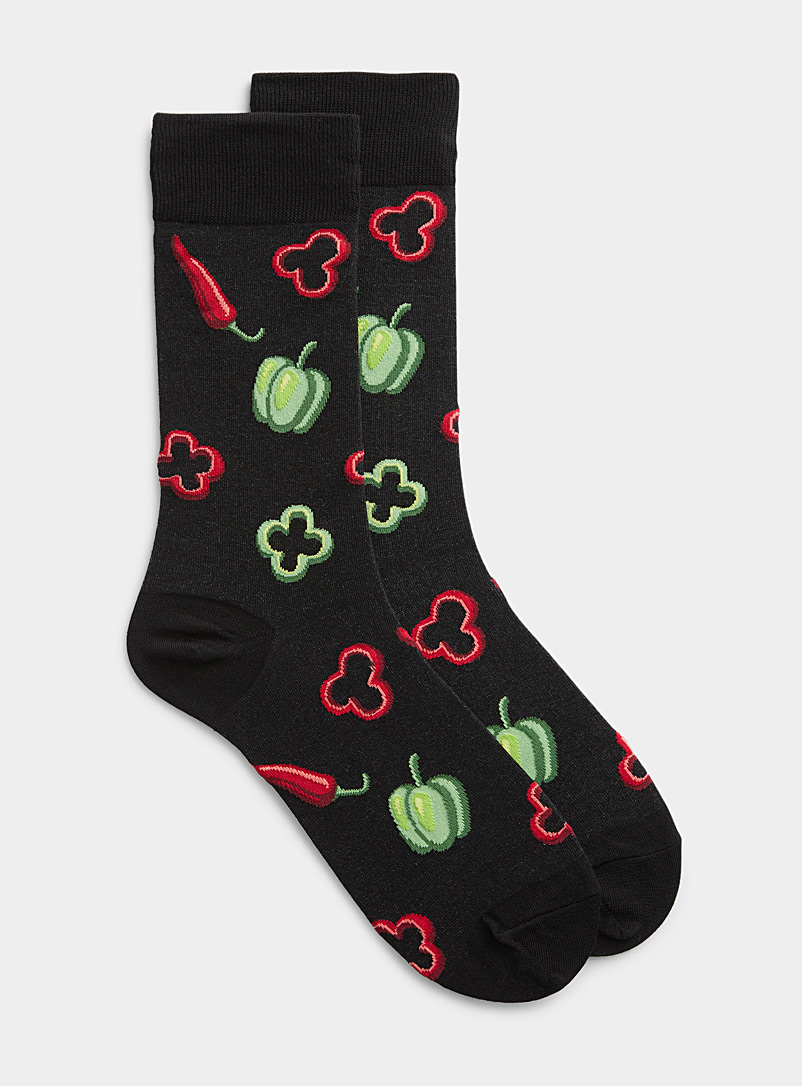 Hot Sox Patterned Black Peppers sock for men