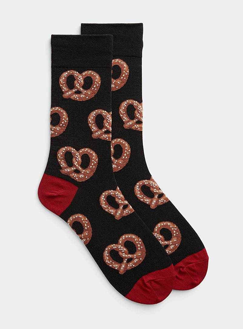 Hot Sox Patterned Black Pretzel sock for men