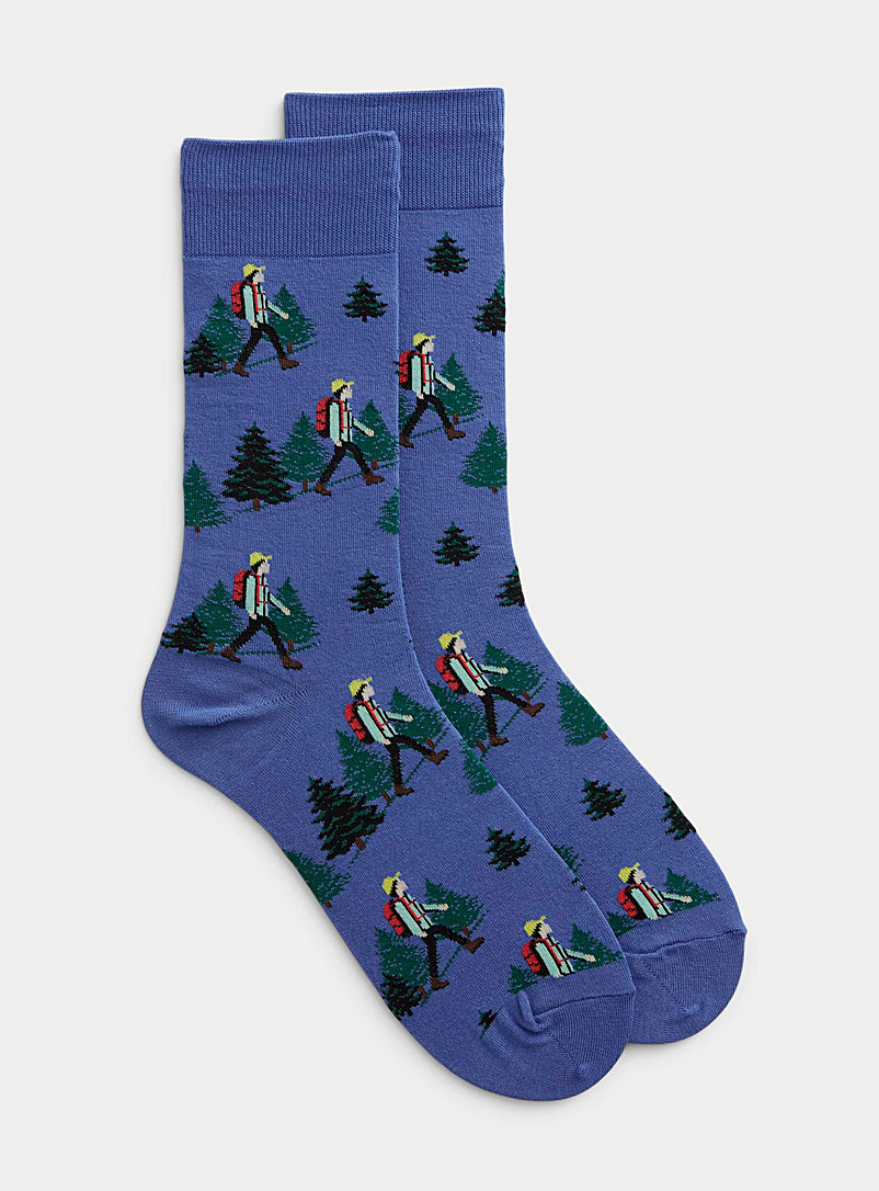Hot Sox Patterned blue  Hiker sock for men