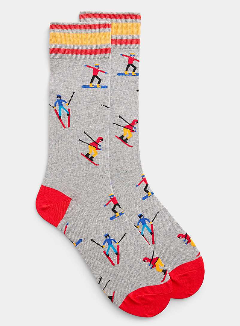Hot Sox Patterned Grey Boardsports sock for men
