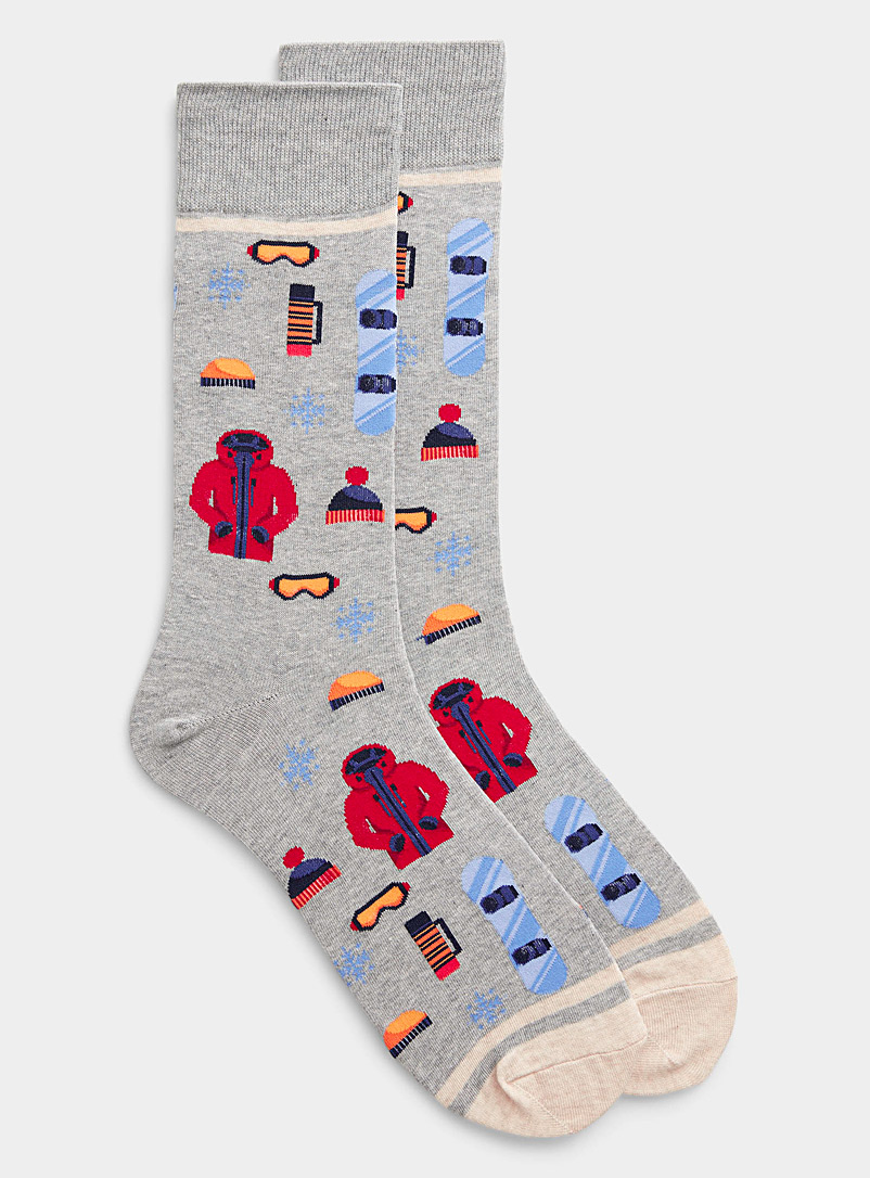Hot Sox Patterned Grey Snowboard sock for men