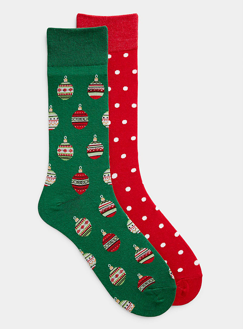 Hot Sox Assorted green  Ornament and dot socks 2-pack for men