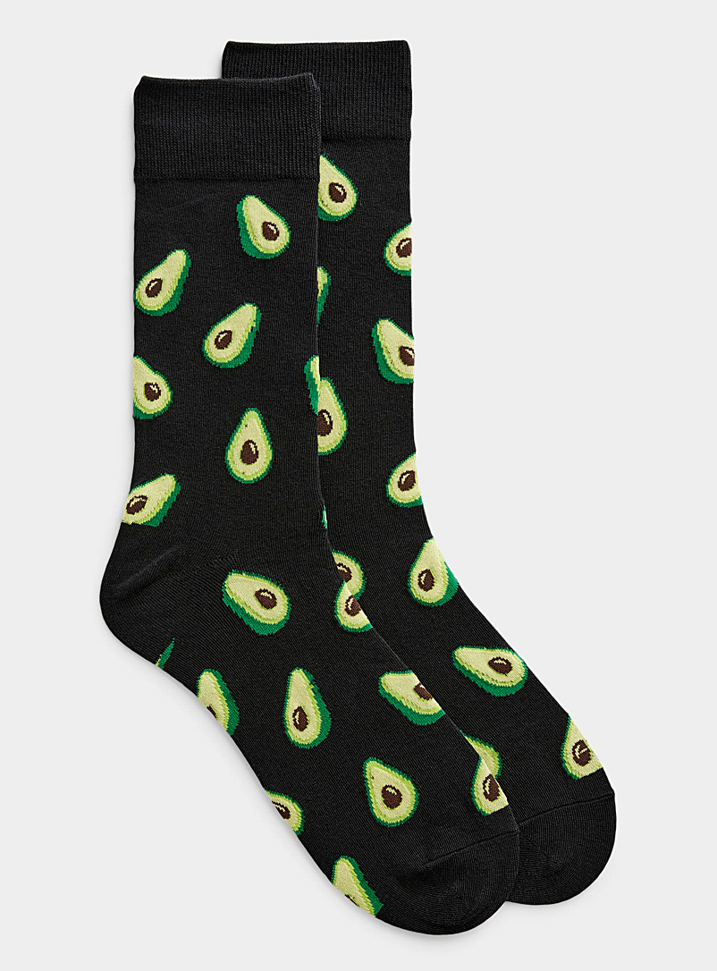 Hot Sox Patterned Black Avocado sock for men
