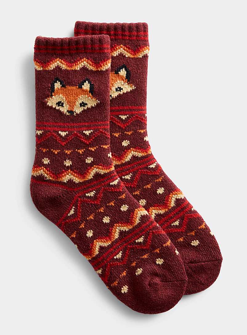 Hot Sox Red Cozy fox socks for women