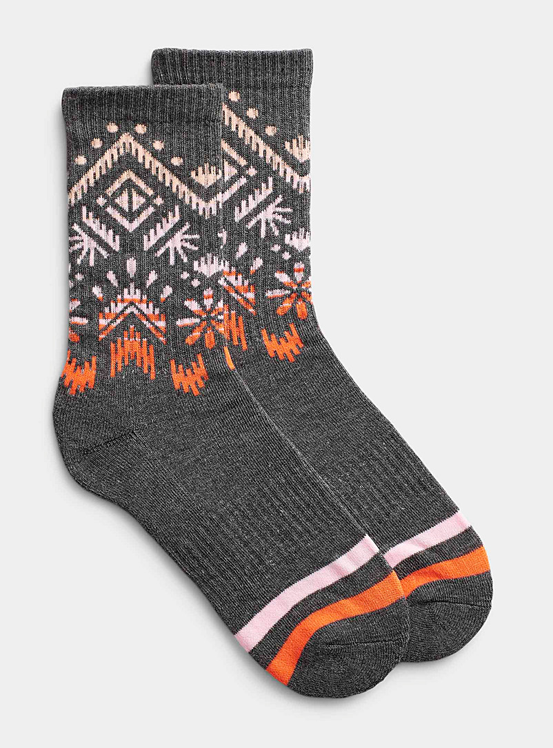 Hot Sox Charcoal Geo pattern knit sock for women