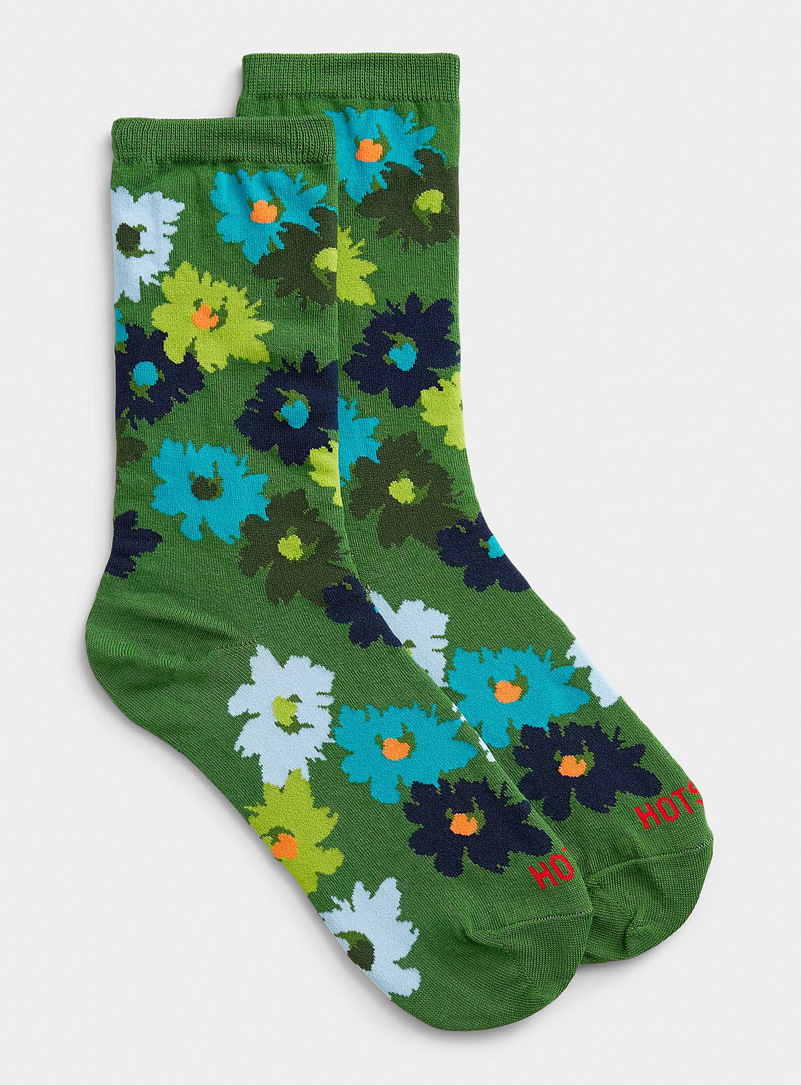 Hot Sox Abstract Floral Sock In Mossy Green