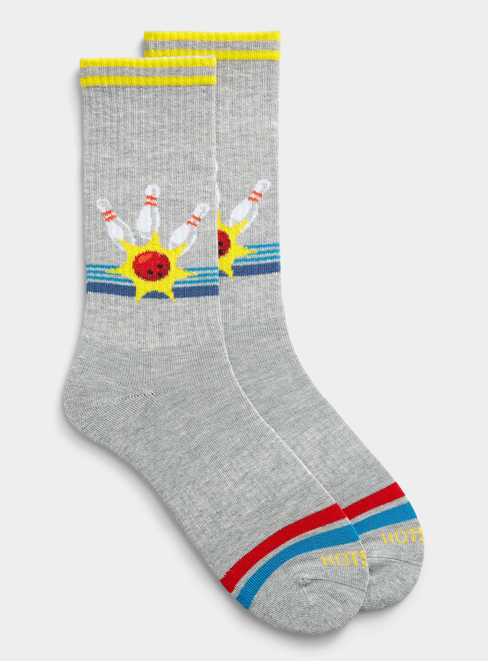Hot Sox Bowling Colourful Band Sock In Gray