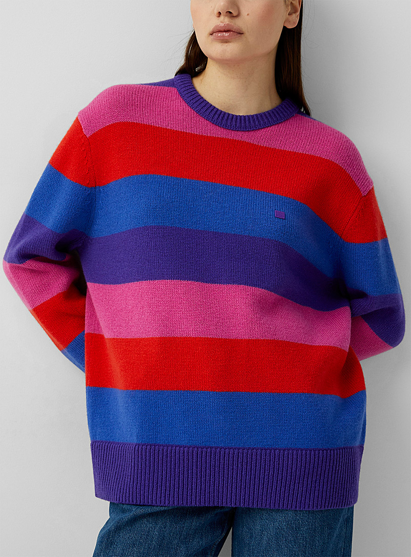 Acne Studios Patterned Crimson Striped Face sweater for women