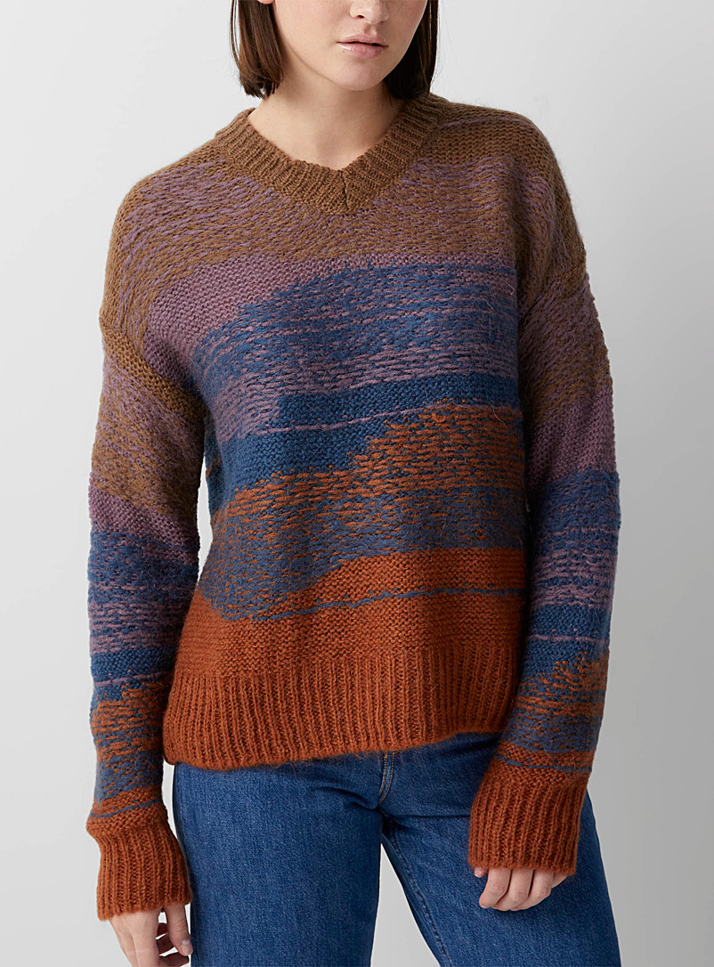 Acne Studios: Le pull en tricot paysage Brun pour femme