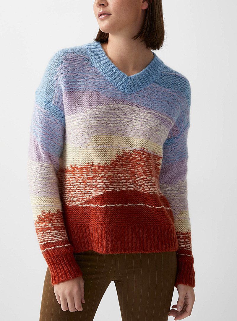 Acne Studios Patterned Blue Landscape knit sweater for women